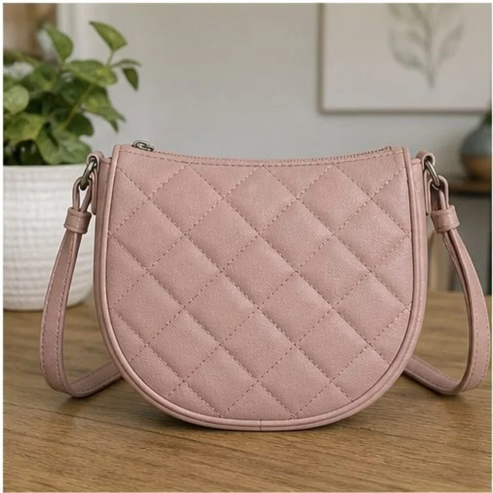 Blush Quilted Crossbody Bag